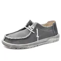 Mocassins décontractés pour hommes en toile gris foncé avec lacets en corde blanche - EU 39 / Gris