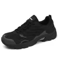 Men's black trail running shoes with breathable mesh and deep-tread rubber soles - 36 / Black