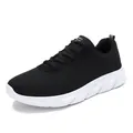 Men's running shoe featuring black breathable mesh upper and thick white wavy sole - 38 / Mesh Black and White (929)