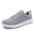 Men's casual grey breathable mesh running shoes with thick white soles for sports - 38 / Mesh Gray (929)