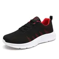 Chaussures de sport pour hommes en maille noire avec détails rouges et semelles blanches - EU 38 / Noir Rouge
