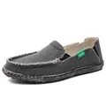 Casual heren loafers van donkergrijs geweven canvas met rubberen zool en mode label - 39 / Grijs