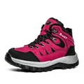 Winter rose red high-top hiking boots with warm fleece lining and anti-slip sole - EU 36 / Rose Purple