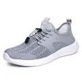 Zapatillas de running de malla gris con cordones elásticos y suelas blancas gruesas - 40 / Gris (2236)