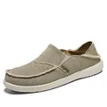Men's casual slip-on canvas loafers in beige with elastic band and frayed edges - 39 / Khaki
