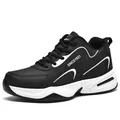 Baskets de sport en cuir noir et blanc pour hommes avec doublure en polaire chaude - 40 / Ballerines / Noir et Blanc