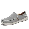Men's casual slip-on canvas loafers in grey fabric with breathable woven texture - 39 / Gray