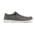 Men's casual grey canvas loafers with lightweight white sole and elastic laces - 40 / Casual Style (1018) / Gray