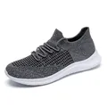 Ademende heren hardloopschoenen van mesh in grijs-zwart met witte flexibele zool - 39 / Zwart en Grijs