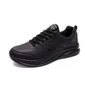 Zapatillas de running negras de piel sintética con costuras y suela deportiva gruesa - 38 / Estilo de Cuero 23999 / Todo Negro
