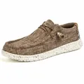 Donkerbruine canvas loafers voor heren met gespikkelde zool en bohemian hielaccent - EU 36 / Bruin