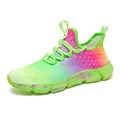 Chaussures de course en maille respirante dégradée avec semelles épaisses pour hommes et femmes - 36 / Dégradé Coloré