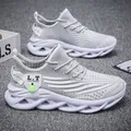 Men's breathable mesh sneakers with cushioned hollow soles in grey and white - 36 / Grayish White
