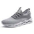 Zapatillas de running grises ligeras para hombre en malla con suela blanca gruesa - 40 / Estilo Gris con Suela Calada de Malla (2477)