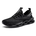 Zapatillas de running negras de malla transpirable para hombre con suela de amortiguación - 40 / Estilo Negro con Suela Calada de Malla (2477)