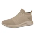 Ανδρικά χακί slip-on αθλητικά παπούτσια από διαπνέον πλεκτό ύφασμα flyknit με σχέδιο κάλτσας - Χακί