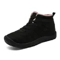 Waterproof black winter snow boots with pink fleece lining and non-slip rubber soles - 40 / Black