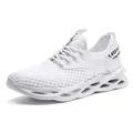 Zapatillas de running blancas para hombre con suelas gruesas onduladas y correas de moda - 40 / Estilo Blanco con Suela Calada de Malla (2477)