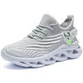 Grijze ademende mesh sneakers met witte schokabsorberende holle zool voor heren sport - 40 / lt2206 Wit Grijs