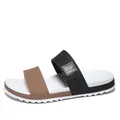 Men's EVA slippers featuring dual color-block straps and a white non-slip serrated sole - EU 40 / Brown