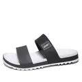 Men's EVA beach slippers featuring black double straps and a white non-slip layered sole - EU 40 / Gray