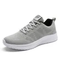 Grey breathable mesh running sneakers for men with lightweight soft sole and geometric pattern - 43 / Gray Sporty Style (223) / Gray