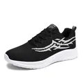 Men's breathable knit sneakers in black and white with side lightning pattern design - 236 Black White