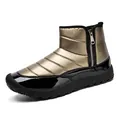 Waterproof champagne gold quilted snow boots with non-slip sole and side zipper - 39 / Gold