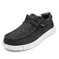 Men's dark gray canvas loafers with speckled white rubber soles and exquisite detailing - EU 39 / Black