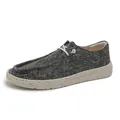 Détail de mocassins en toile gris foncé pour hommes avec texture tissée et semelle tachetée - EU 40 / Noir