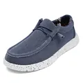 Men's navy canvas loafers with splattered platform sole and elastic lace detailing - EU 39 / Blue