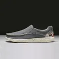 Men's breathable grey canvas loafers with ethnic heel pattern and slip-on design - EU 39 / Gray