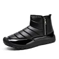 Men's black waterproof snow boots with quilted fabric and silver side zipper - 39 / Black