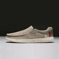 Men's khaki canvas slip-on loafers with ethnic heel pattern and speckled white sole - EU 39 / Khaki