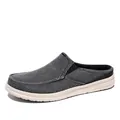 Men's dark grey canvas mules with thick white soles and elastic side panels - EU 39 / Dark Gray