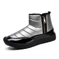 Silver waterproof snow boots with metallic nylon finish and side zipper detail - 39 / Silver