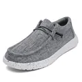 Men's casual grey canvas loafers with elastic laces and a speckled white rubber sole - EU 39 / Gray