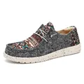Detailed shot of bohemian fabric shoes with ethnic patterns and speckled rubber sole - EU 39 / Black