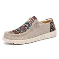 Bohemian canvas loafers for men with ethnic patterns and speckled rubber soles - EU 39 / Off White