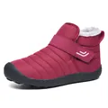 Wasserdichte weinrote Schneestiefel mit warmem Kunstfell und Klettverschluss - 35 / Rot