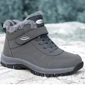 Grey waterproof winter snow boots with warm faux fur lining and anti-slip rubber soles - 46 / Style 2936 / Gray