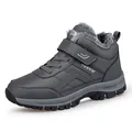 Dunkelgraue Herren-Schneestiefel mit warmem Kunstfellfutter und Outdoor-Sohle - 37 / Stil Q9705 / Grau