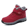 Wasserdichte tiefrote Winterschuhe mit warmem Kunstfellfutter und rutschfester Gummisohle - 38 / Stil 2936 / Weinrot