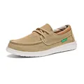 Men's casual khaki canvas loafers with classic side label and lightweight white sole - 39 / Khaki