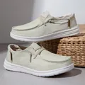 Mocasines de lona beige para mujer con cordones elásticos y suela gruesa blanca estable - EU 43 / Blanco Roto