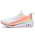 Men's breathable mesh running shoes in white with orange and green gradient details - EU 38 / White & Orange