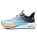 Men's breathable mesh running shoes in gradient grey and blue with white foam sole - EU 38 / Light Gray