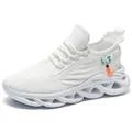 Witte ademende gebreide hardloopschoenen voor heren met dikke golvende zool - 40 / 8023 Wit