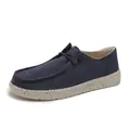 Détail de mocassins en toile bleu foncé avec semelles mouchetées et bout mocassin - EU 40 / Bleu foncé