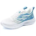 Atmungsaktiver weißer Laufschuh für Herren mit blauem Farbverlauf, Größe 50 - 49 / Weißblau